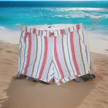 Old Navy Mid Rise Everyday Linen-Blend Shorts Multi Stripes Women's Size 16 - $14.84