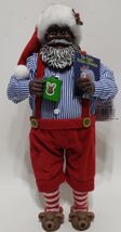 Merry Brite African American Santa Claus Figurine Holding A Mug &amp; A Book... - $34.64