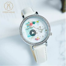Watch Women MISS KEKE 3D World Birds in a Cage Chrome with White Band $50 - $35.99