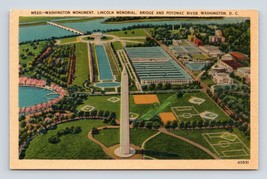 Washington Monument and Lincoln Memorial Washington DC  UNP Linen Postcard J17 - £3.12 GBP