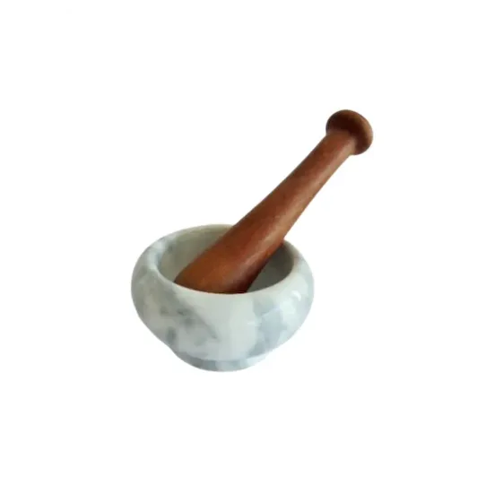 ITALIAN MORTAR in Carrara MARBLE with wood pestle Original Toscany Italy - $78.00