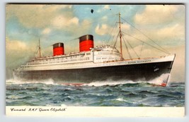 Queen Elizabeth Steamer Ship Boat Postcard Cunard RMS Vintage 1962 New York NYC - £12.49 GBP