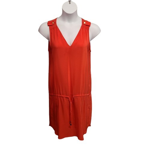 Amanda Uprichard Dress Womens Medium Orange Silk Sleeveless Drop Waist C... - £22.34 GBP