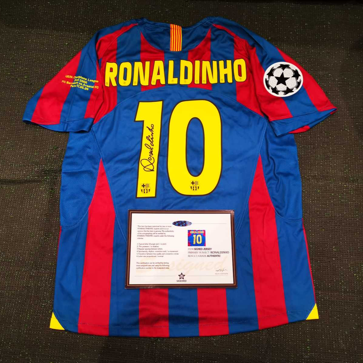 Ronaldinho Gaúcho SIGNED Barcelona Signature Shirt Retro + COA - $125.00