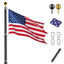 30 Ft Aluminum Telescopic Flagpole Kit 3X5 Ft Us Flag Gold Ball Top Fly 2 Flags - £131.40 GBP