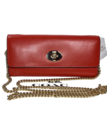Coach F53890 Leather Turnlock Slim Chain Wallet in Carmine (red) NWT - $129.03 CAD
