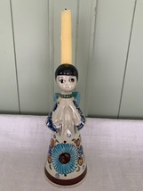 Tonala Pottery Candle Holder Angel Statue Mexico Folk Art - $18.81