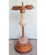 Art Deco Hammered Brass and White Amber Slag Glass Lighted Smoke Stand 2... - €449,06 EUR