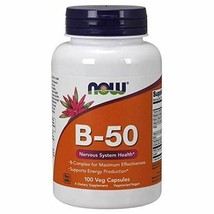 NEW Now Supplements Vitamin B-50 mg Energy Production  Vegan 100 Veg Capsules - £13.97 GBP