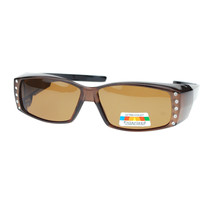 Mujer Polarizado Ajuste Sobre Gafas de Sol Pedrería Rectangular - $13.86+