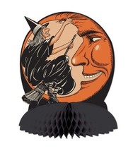 Halloween Witch Moon Centerpiece 10&quot; Paper Party Decorations Vintage Beistle - £14.41 GBP