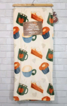 Pumpkin Kisses Harvest Wishes Plush Fall Pie Latte Cupcakes Throw Blanket 60x70 - £29.53 GBP