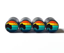 Colorful Tree Silhouette Tire Valve Caps - Black Aluminum - Set of Four - $15.99