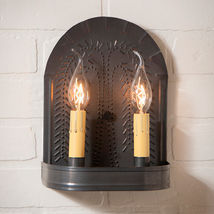 Double Sconce Light with Willow in Kettle Black Tin image 2