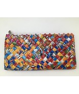 Upcycled Candy Wrapper Clutch Purse Handbag Zippered Eco Friendly 9.5&quot;x5... - $14.80