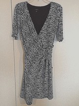ANN TAYLOR LADIES SS WRAP-LOOK KNIT DRESS-M-KNIT LINED-BARELY WORN-POLY/... - $8.59