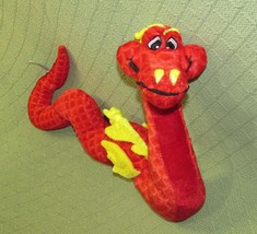 BJ TOYS 16&quot; SEA SERPENT DRAGON PLUSH STUFFED ANIMAL RED YELLOW with WING... - £8.63 GBP