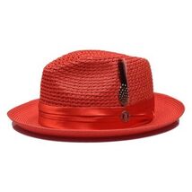 Men's Summer Spring Braid Straw style Hat by BRUNO CAPELO JULIAN JU917 Red image 3