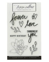 Teresa Collins Clear Photopolymer Resin Stamp Set Forever Love 9 Stamps - £15.63 GBP