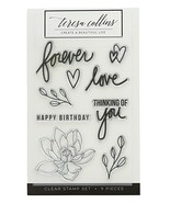 Teresa Collins Clear Photopolymer Resin Stamp Set Forever Love 9 Stamps - £15.95 GBP