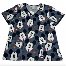 Disney Mickey Mouse Dracula Halloween Spider Scrub Shirt Size Large Gray... - $19.99