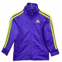 Adidas Girls Full Zip Track Jacket Purple 24m Toddler Taped Sleeve Logo Pockets - £17.15 GBP