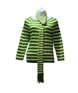 Ann Taylor Loft Pullover Green Striped Boat Neck Elbow Length Sleeves Wo... - £10.58 GBP