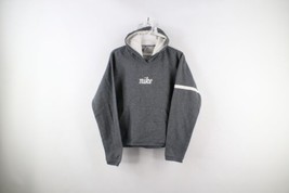 Vintage Nike Womens Medium Spell Out Script Cropped Fit Hoodie Sweatshirt Gray - £44.77 GBP