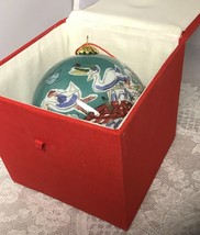 Reverse Inside Painted Christmas Glass Ornament Ball Seven Swans Swimming w/ Box - £10.08 GBP