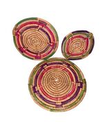 Lot Of 3 Vintage Rattan Woven Hot Pad Trivets Boho Coiled Wicker Red Gre... - $24.00