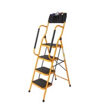 4 Step Stool Ladder Foldable Safety Padded Handrails W/ Tool Bag 330Lbs ... - £108.73 GBP