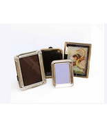 Lot of 4 Vintage Silver &amp; Gold Tone Metal MOD Photo Frames Glass Fronts ... - £18.24 GBP