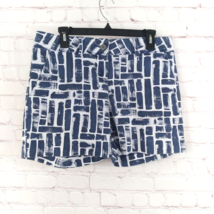 The Limited Shorts Womens 10 Blue Geometric Brush Stroke Mid Rise Stretch Casual - £14.17 GBP