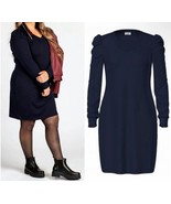 LuLaRoe Ava Mutton Sleeve Dress Women&#39;s Size XL, Navy - $29.63 CAD