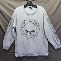 Harley-Davidson Men&#39;s Shirt, Willie G Skull Long Sleeve Tee, Gray 30296651 Sz L - £23.02 GBP