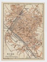 1909 Antique City Map Of Reims Rheims / Marne / France - £16.85 GBP