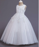 Girls white first communion ankle length and wedding party dress 4-14years - £65.56 GBP