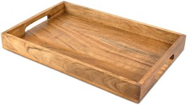Acacia Wood Serving Tray with Handles Decorative Serving Trays Platter for Break - £80.07 GBP