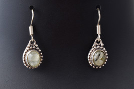 Handcrafted Rhodium Polished Oval Howlite Traditional Earrings Women Gift - £21.49 GBP