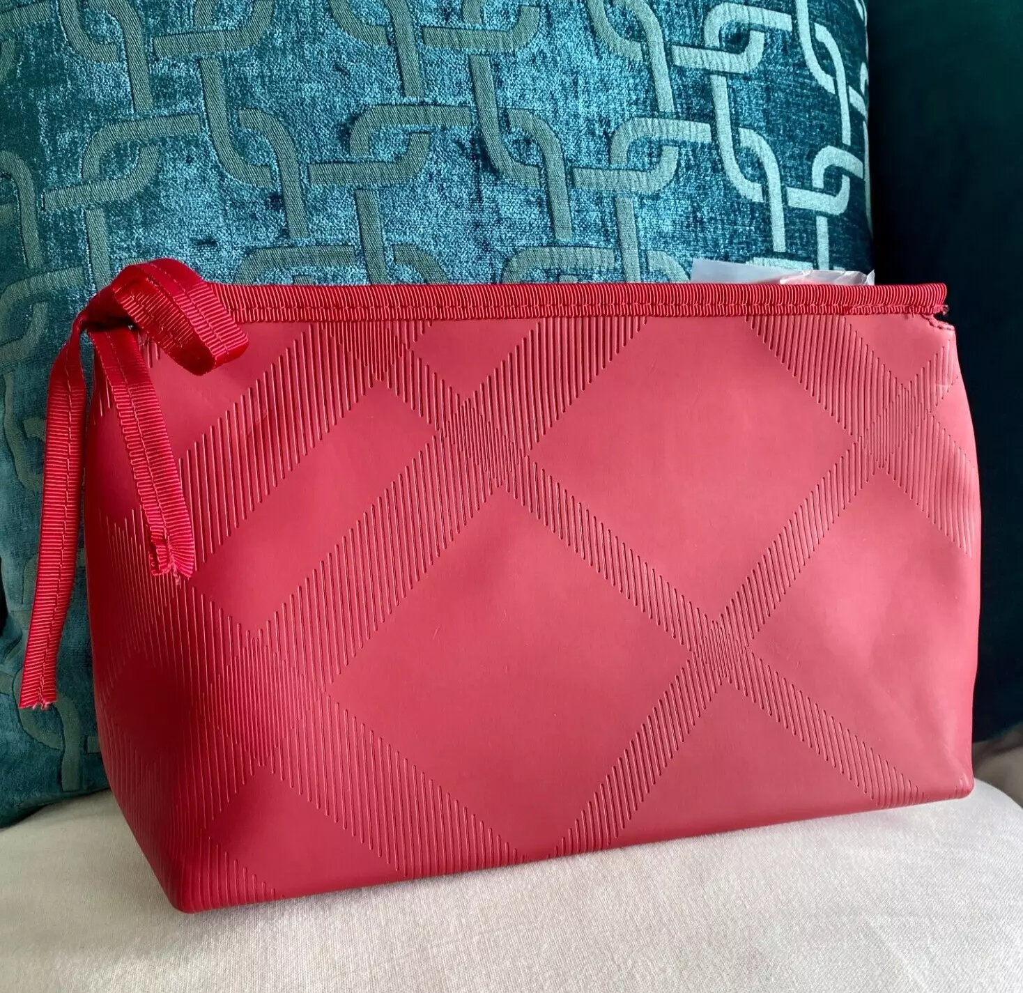 Burberry Parfums Large Red Makeup Pouch Cosmetic Bag VIP Gift New - £29.73 GBP