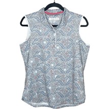 PEBBLE BEACH Coastal Collection Sleeveless Leaf Print Golf Polo Size Medium - $19.00