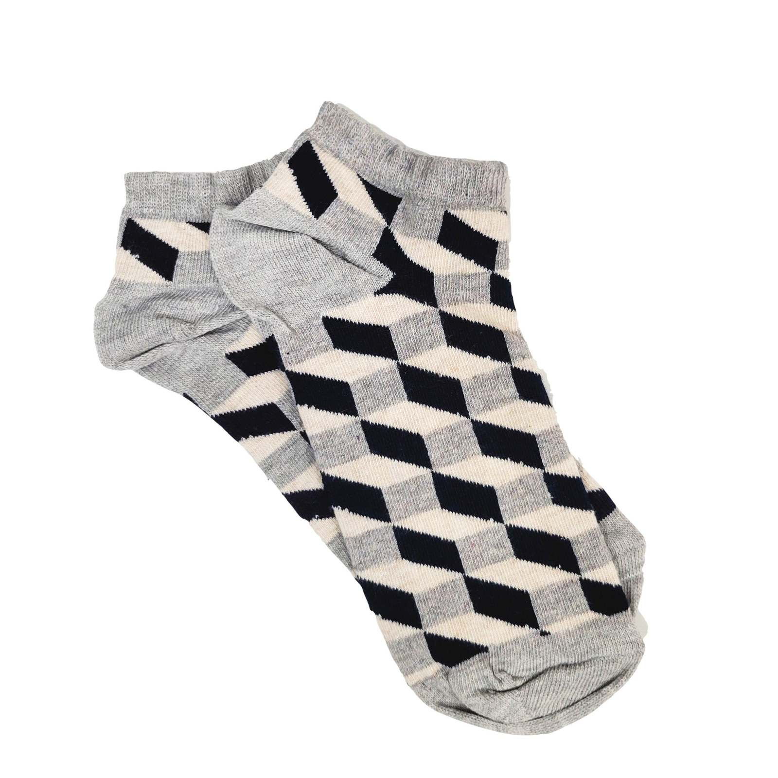 Three Dimensional Geometric Pattern Ankle Socks (Adult Medium) - $2.97