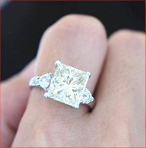 Princess Cut 2.95Ct Simulated Diamond Engagement Ring 14k White Gold in Size 8 - $271.87