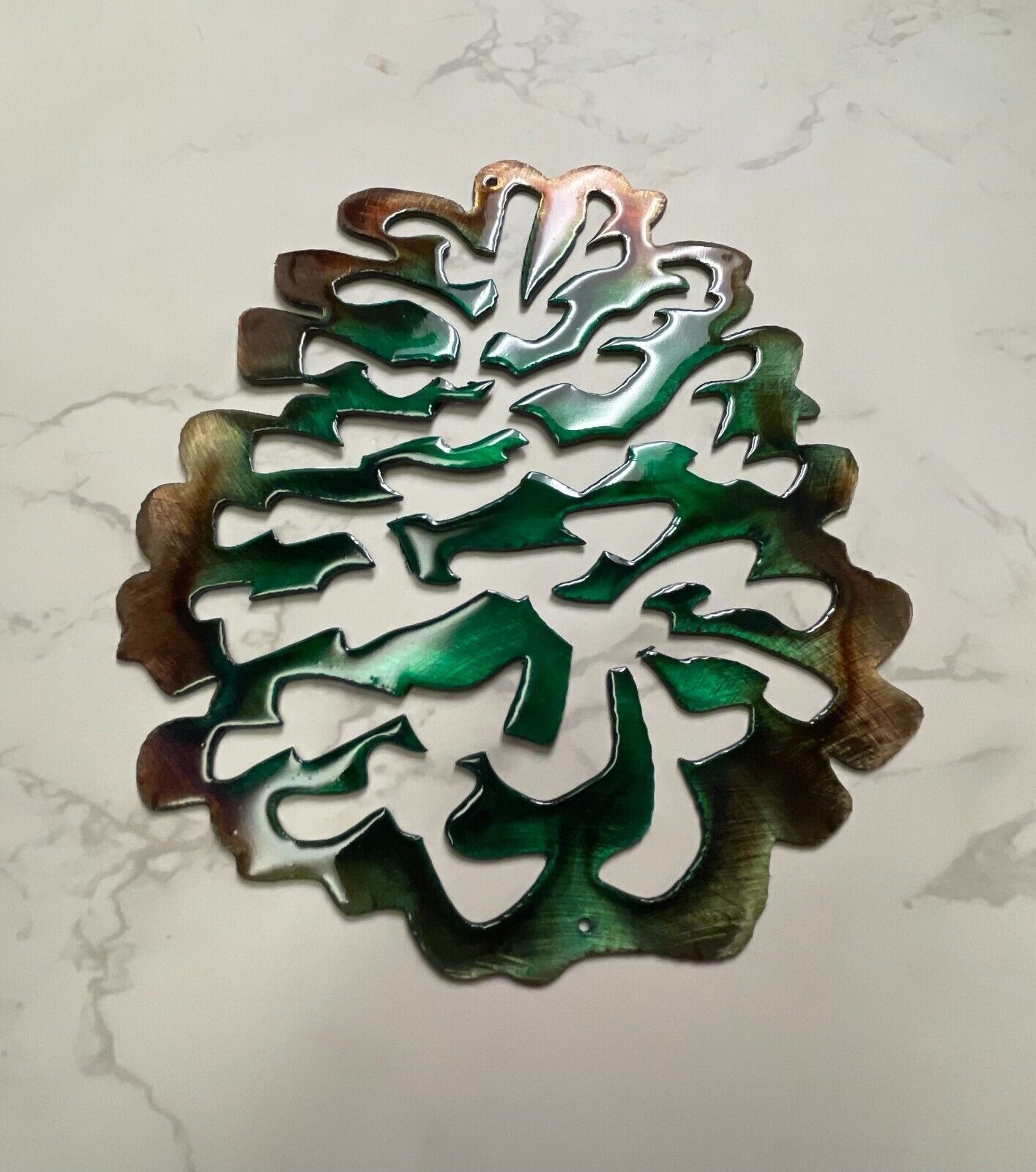 Pine Cone - Metal Wall Art - Copper Bronzed and Green Tinged 7" x 6" Item image 2