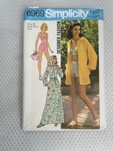 Vtg Simplicity 6969 Cover Up Bathing Suit Bikini Patterns Size 10, Bust 32 1/2 - £9.03 GBP