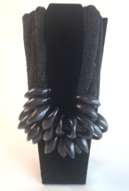 Black Waterdrop Acrylic Cloth Mesh Choker Bib Statement Necklace 14” - £3.13 GBP