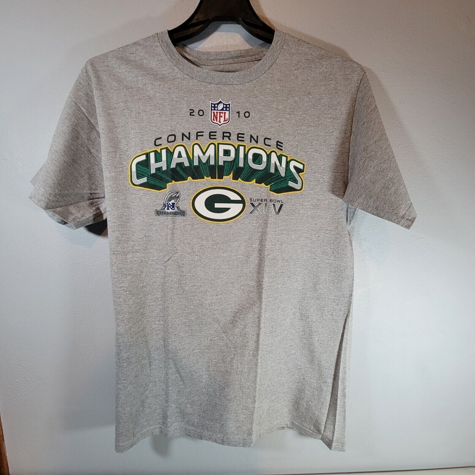 Green Bay Packers Shirt Mens Large 2010 Champions Gray NFL Team Apparel Casual - $14.96