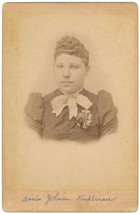 Circa 1890&#39;S Named Cabinet Card Lovely Young Woman Dress. Docia Johnson Kuhlman - £7.48 GBP
