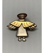 DM Gold Tone Angel Tie Lapel Pin Brooch Estate Fashion Jewelry Find Halo KG - $7.91