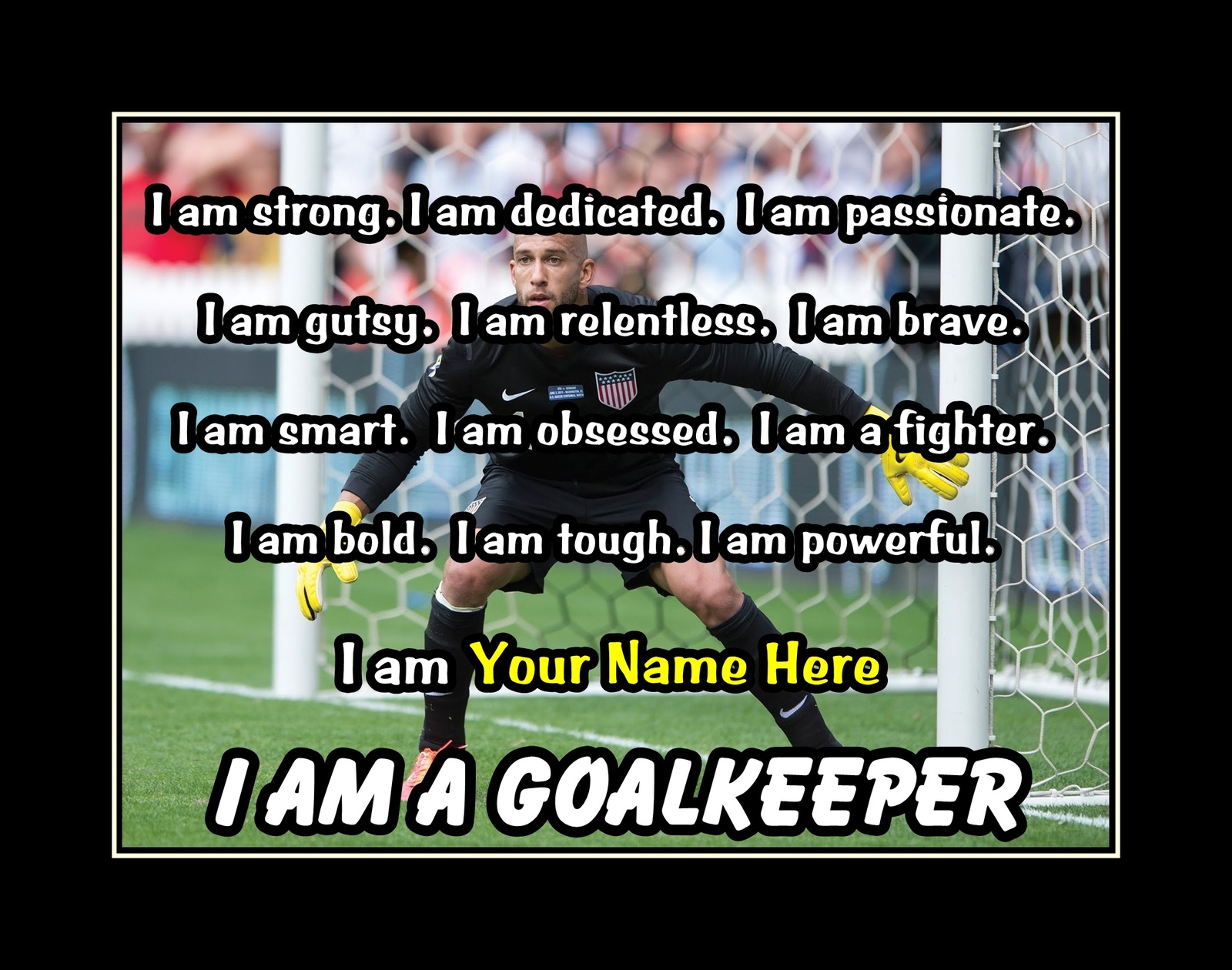 Primary image for Inspirational Personalized GoalKeeper Soccer Poster Print Wall Art Gift